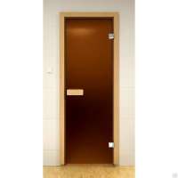 Дверь Стеклянная Бронза матовая 190*70, 6мм, 2 петли (коробка хвоя) DW01218